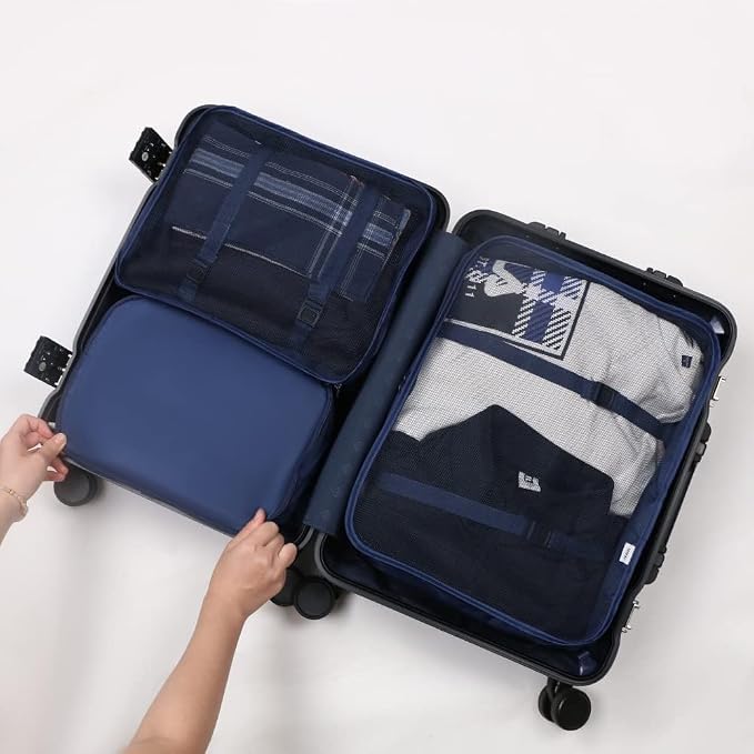 8 Pcs Packing Cubes, Travel Luggage Organizer for Men and Women, Toiletry Bag, Packing Cubes for Travel - Set of 8, 1.Navy Blue, 8 Pieces Set, Travel Accessories - Image 7