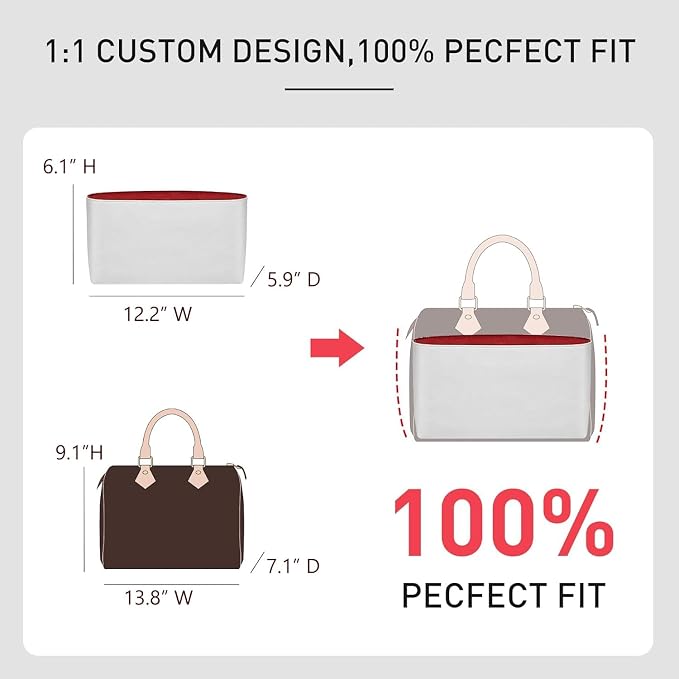 Purse Organizer Insert for LV Speedy 35 Handbags | Dupont Paper Speedy 35 Organizer Insert, Waterproof Lightweight Bag Insert with Bottle Holder, 11 Pockets, YKK Zipper - Image 2