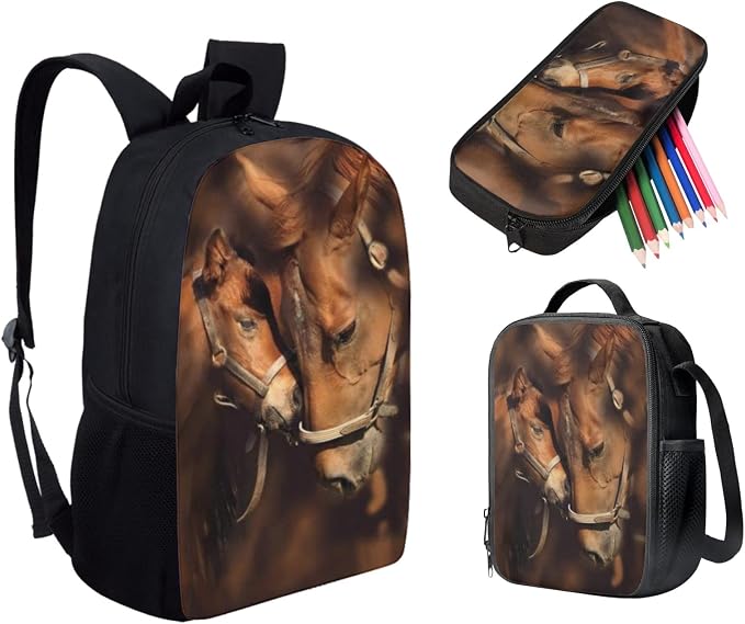 AFPANQZ Kids Backpack 3 Pieces Set Large Capacity School Bags with Heat Insulated Lunch Bags Small Pencil Bags 3 Pack - Image 2