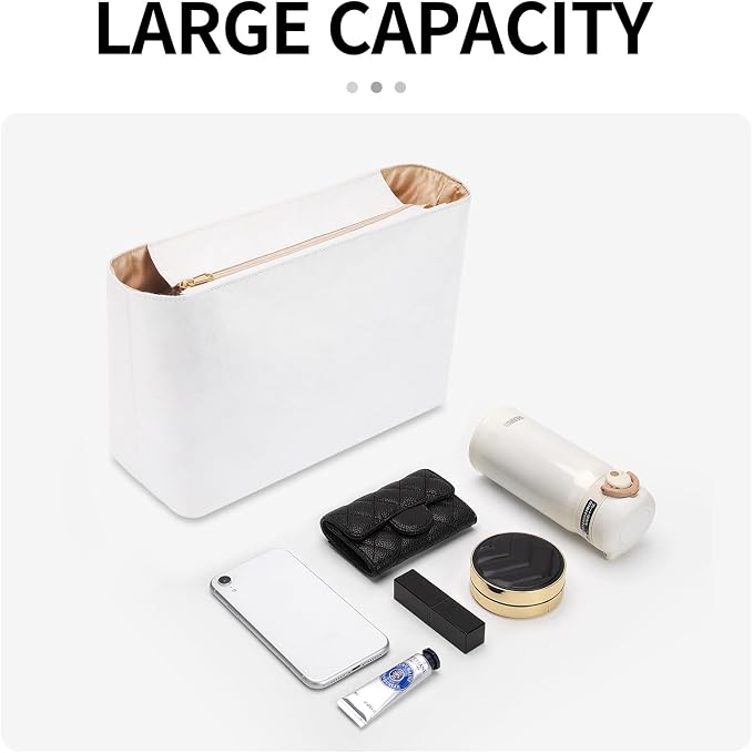 Tote Bag Organizer Insert, Purse Inner Suit for HandBag, Makeup Liner HandBag Shaper (White, PM) - Image 9