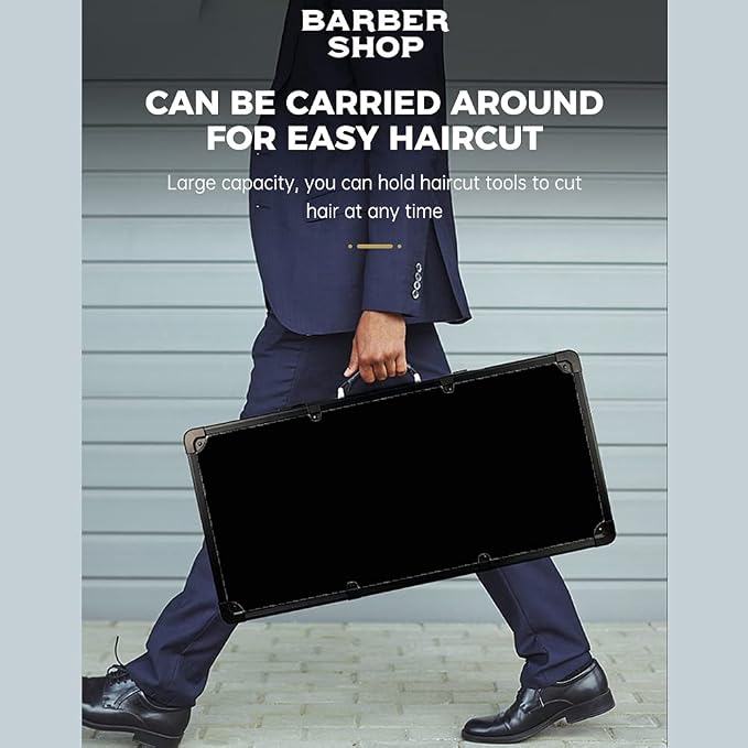 GYKLE Black Barber Case, Large Barber Carrying Suitcase with Code Lock | Large Space, Comes with Shoulder Strap, Aluminum Clippers Case, Hair Cutting Tools Organizer Box - Image 7