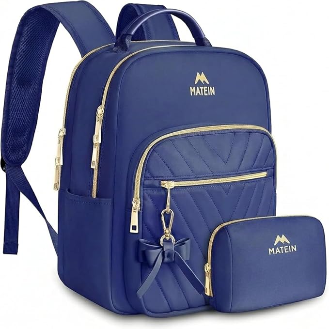 MATEIN Blue Mini Backpack, Small Cute Bookbag Purse for Women, 2pcs Sets | Waterproof Lightweight Fashion Daypack, Ladies Teen Girls Casual Daily Shoulder Bag, Handbags for Travel Work School College by MATEIN