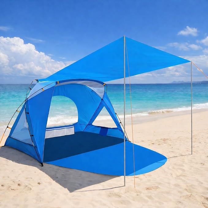 Beach Tent, Portable Sun Shelter for 2/3/4/6-8 Person with UPF 50+ UV Protection, Easy Setup Waterproof Beach Shade Canopy Cabana for Family Outdoor and Picnics, Fishing with Carrying Bag by Etto