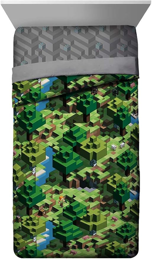 Minecraft Creeper Full Size Comforter Set 7 Piece Kids Bedding, Green | Video Gaming, Bed in a Bag, Comforter Sheets Shams Pillowcases, Official Product, Microfiber, Machine Washable, Boys Gift - Image 2
