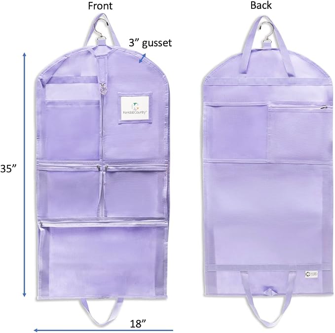 Waterproof Hanging Garment Bag 35 inch Clothes Bag with Gusset, 5 Pockets & Side Zip for Dance Costumes, Skating, Theatre, Beauty Pageants & More. Best for younger performers and small costume pieces. - Image 3