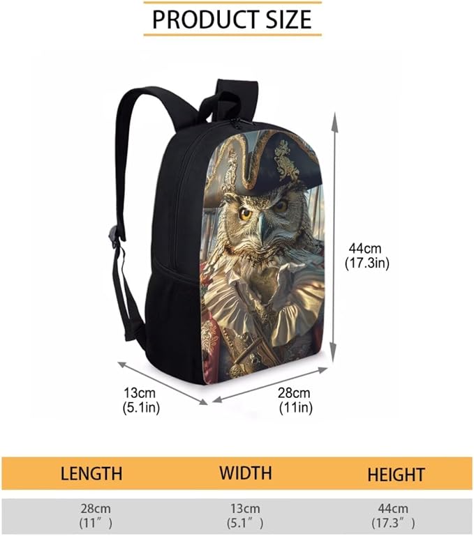17 Inch Animal Print School Backpack And Lunch Box Set for Kids Lightweight Funny Owl Backpack for Boys Girls Sturdy School Bag with Insulated Lunchbox Pencil Case Student Bookbag - Image 7