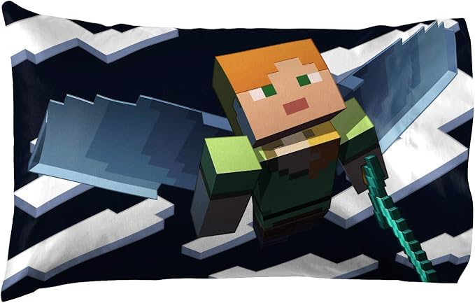 Minecraft Creeper Queen Comforter Set 7 Piece Kids Bedding for Boys, Green | Video Gaming, Bed in a Bag, Comforter Sheets Shams Pillowcases, Official Product, Microfiber, Machine Washable, Boys Gift - Image 4