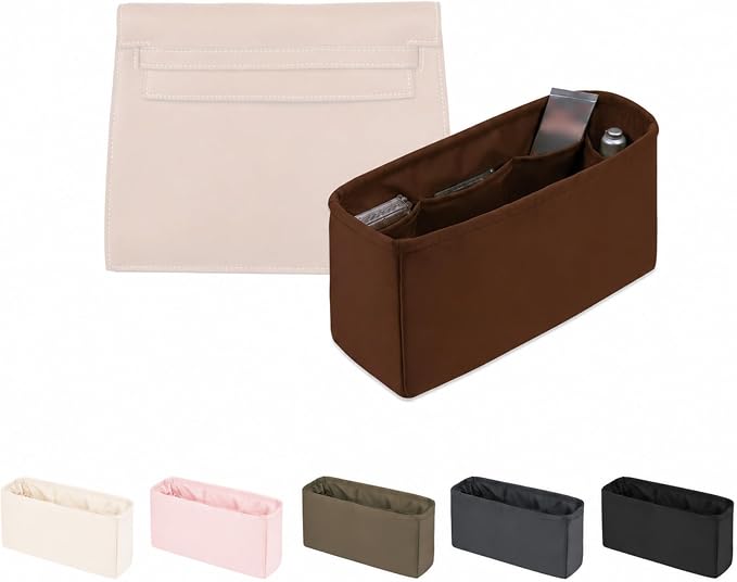 Women's Purse Organizer Insert - Satin & Lightweight Fabric with Inside Pockets, Portable for Commute, Travel, Shopping, and Evening, Multicolor Options, Fits for Kelly Danse(Gold,Danse 22) by KINGSINBAG