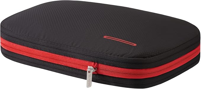 Bee Nesting Waterproof Compression Packing Cubes 5/6/8 sets, Large Travel Packing organizers for Carry on Luggage, 2 Sides Expandable Storage Bags (Black Red, 9L) by BeeNesting