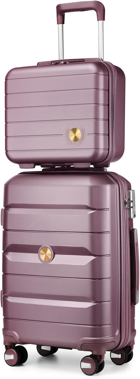Somago 20" Carry On Luggage and 14" Mini Cosmetic Cases Travel Set Lightweight Polypropylene Suitcase with TSA Lock YKK Zipper Hardside Luggage with Spinner Wheels (2 Piece Set, Elegant Purple) by SOMAGO
