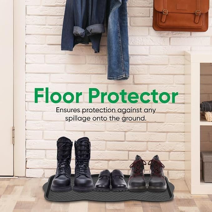 Superio Multi-Purpose Boot & Shoe Tray, Black, 29.75 x 15 Round Scalloped, Protects Floors from Water and Dirt, Waterproof for All Weather Indoor or Outdoor Use (2) - Image 4