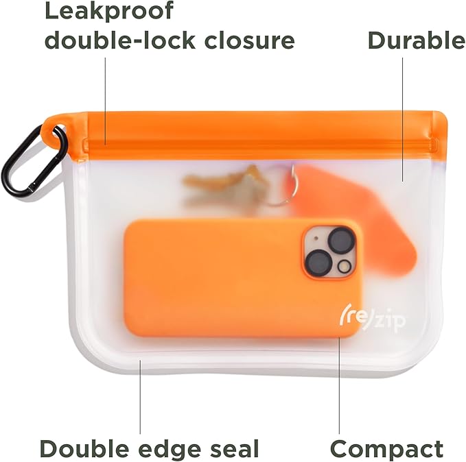 (re)zip Zippered Travel Organization Kit | 9-Piece Set Including Zippered Gallon, Medium, & Small Bags, and Carbiner Clip-On Bags | Compact & Lightweight for Snacks, Documents, Toiletries, & More