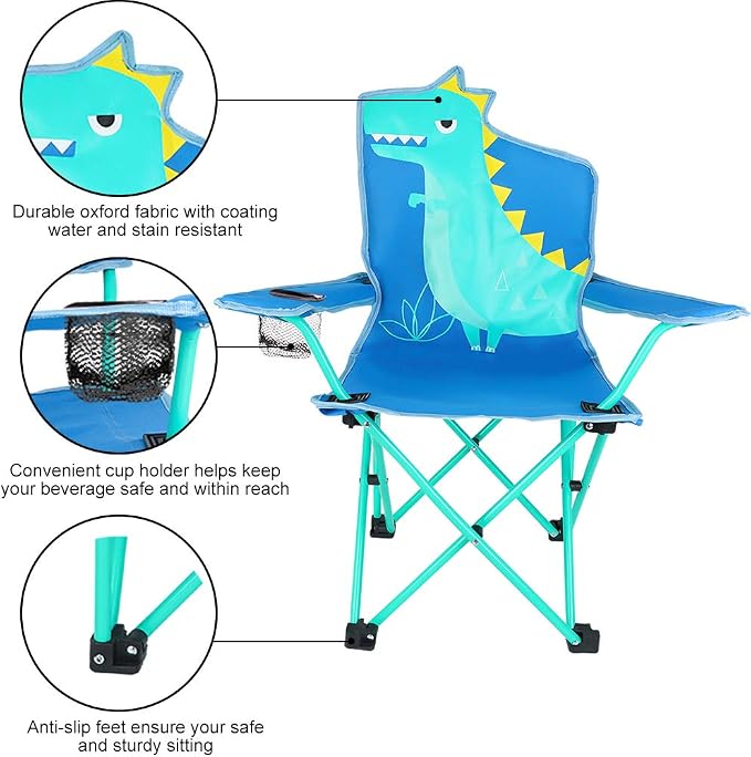 KABOER Kids Outdoor Folding Camping Chair with Cup Holder Carrying Bag | Portable Camping Chair for Beach Picnic Camping Travel Lawn Ages 3-10 - Image 5