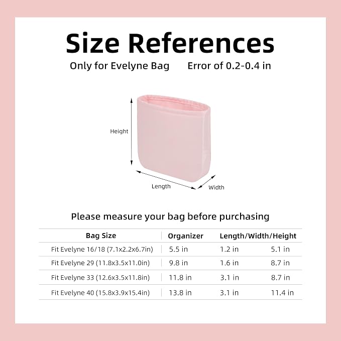 DGAZ Silky Purse Organizer Insert Fits Evelyne TPM/PM/GM/TGM Bags, Luxury Handbag & Tote Organizer, Simplicity bag organizer（Pink,PM） - Image 6