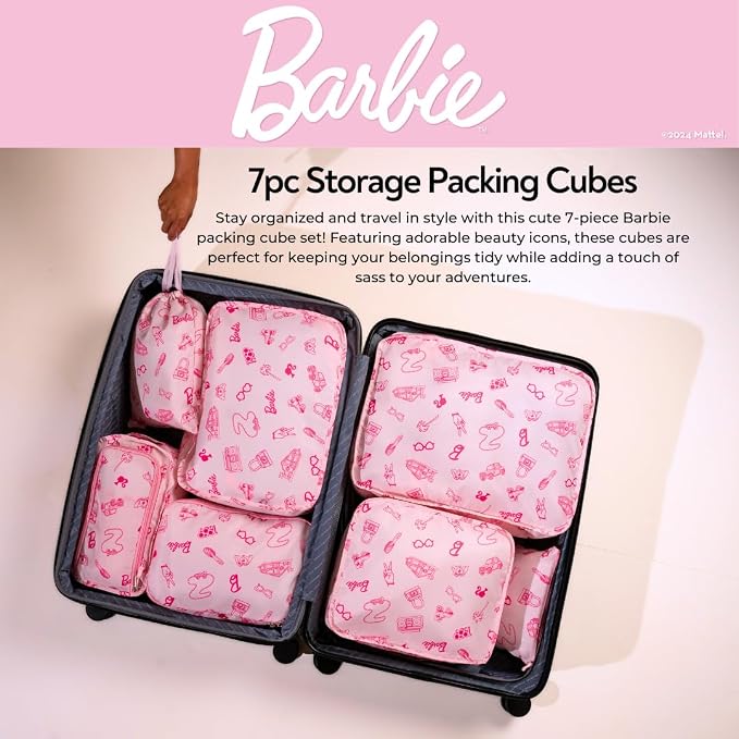Collectibles Barbie Beauty 7 Piece Soft Storage Organization Packing Cubes Travel Set (Officially Licensed Product) By Franco - Image 4