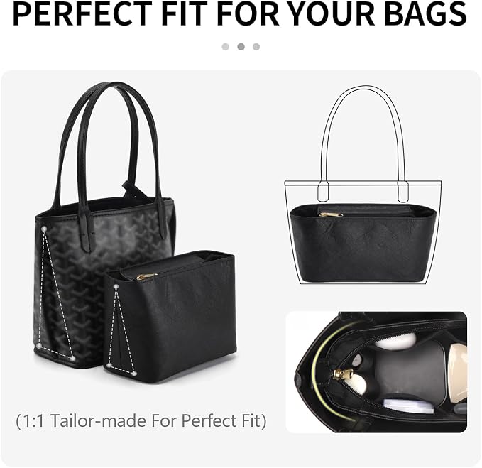 Tote Bag Organizer Insert Compatible with Handbag, Dupont Paper Purse Inner Suit for HandBag Shaper (Black, Mini) - Image 7