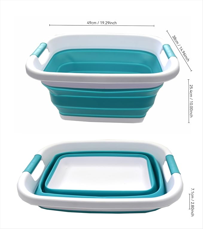 SAMMART Set of 2-25L (6.6 gallon) Collapsible Laundry Basket/Tub-Foldable Storage Container/Organizer - Portable Washing Bin - Space Saving Hamper, Water capacity:20L (5.28 gallon) (2, Bright Blue) - Image 4
