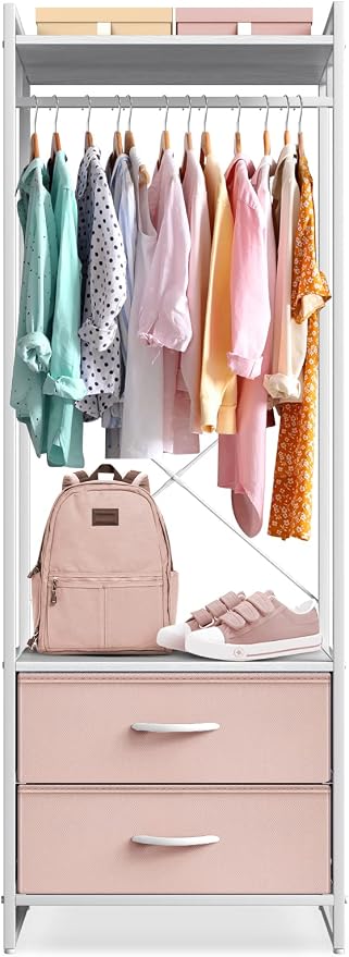 Sorbus Premium Cothing Rack with Drawers - Heavy Duty Wardrobe Closet with Metal Frame & Wooden Top - 70Inch Tall Garment Rack- Lightweight Freestanding Coat Closet - Multipurpose for Hallway, Bedroom - Image 6