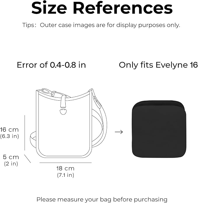 Purse Organizer Insert for HERMES Evelyne 16 Handbag,Custom Fit Inside Premium Matte Black Lightweight WaterResistant Tote Bag Insert - Image 2