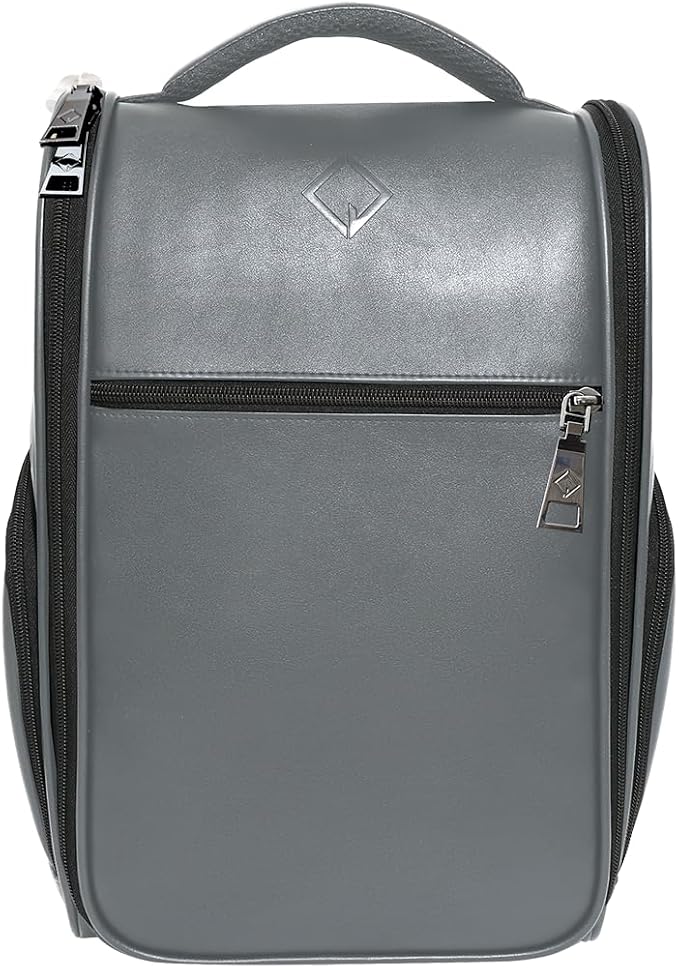 CaddyDaddy Premium Golf Shoe Bag Zipper Sports Shoe Strap Bag with Side and Front Accessory Pocket for Storing Golf Accessories Golf Shoe Carry Bags (LUX Synthetic Leather | Grey) - Image 2