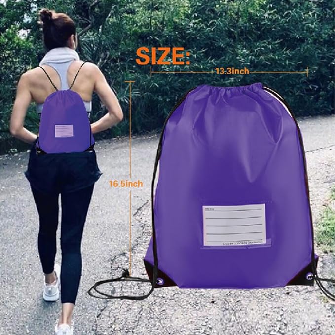 CODOBON 30 Pack Drawstring Bags,Bulk Draw String Backpack, DIY Gym Sports Cinch Bag Sackpack for Women Men, Purple - Image 5