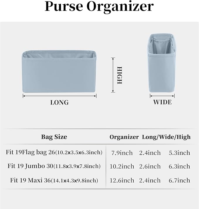 19 Bag Organizer Insert, Purse Organizer with Silky Satin Compatible with Chanel 19 Bag Maxi, Lightweight Inner Bag for Luxury Bags (Blue brume, Maxi36) - Image 6