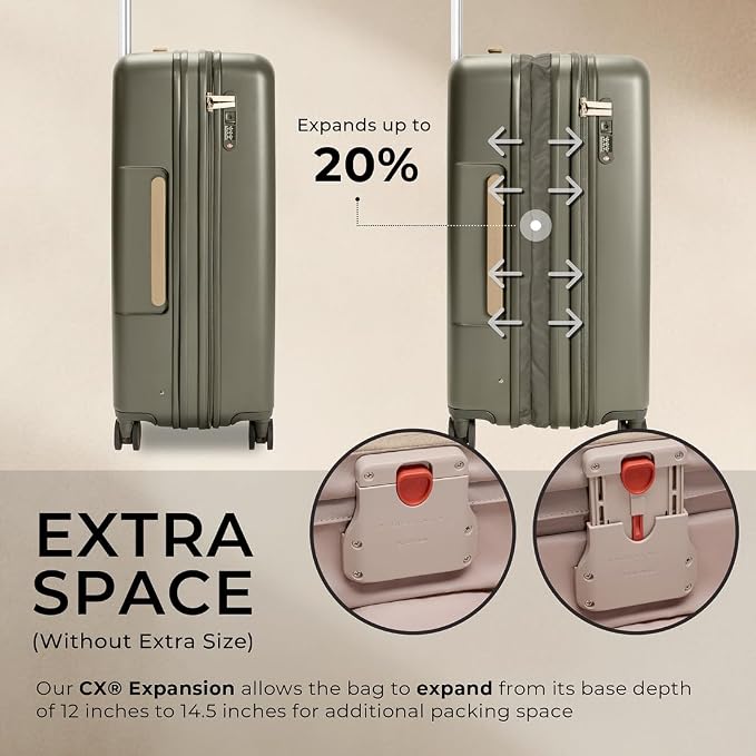 Briggs & Riley 30" Large Expandable Spinner - Checked Luggage for Travel, Suitcases with Wheels, Hardside Rolling Bag for Men & Women, Self-Repairing Zipper - Sympatico Collection, Olive - Image 3