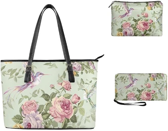 Women Purse Handbags Wallet Sets Leather Shoulder Tote Bag for Women,Top Handle Purse with Wrist Wallet Bag - Image 3