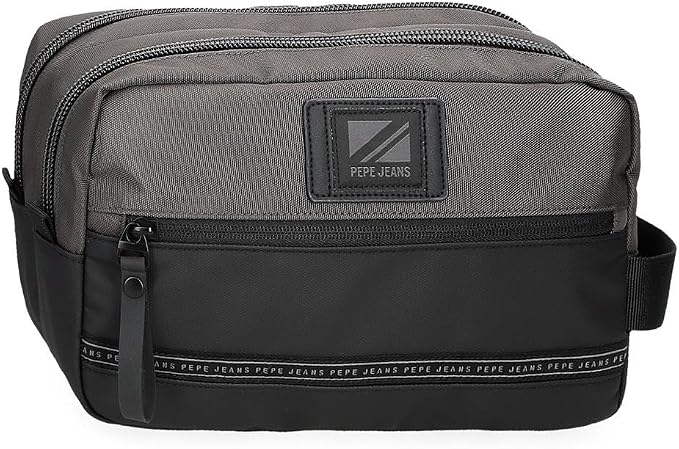 Pepe Jeans Stratford Two Compartments Adjustable Grey 26 x 16 x 12 cm Polyester Grey Talla única Toiletry Bag with Two Compartments Adjustable, Gray, Standard Size, Adjustable Toiletry Bag with Two, by Unknown