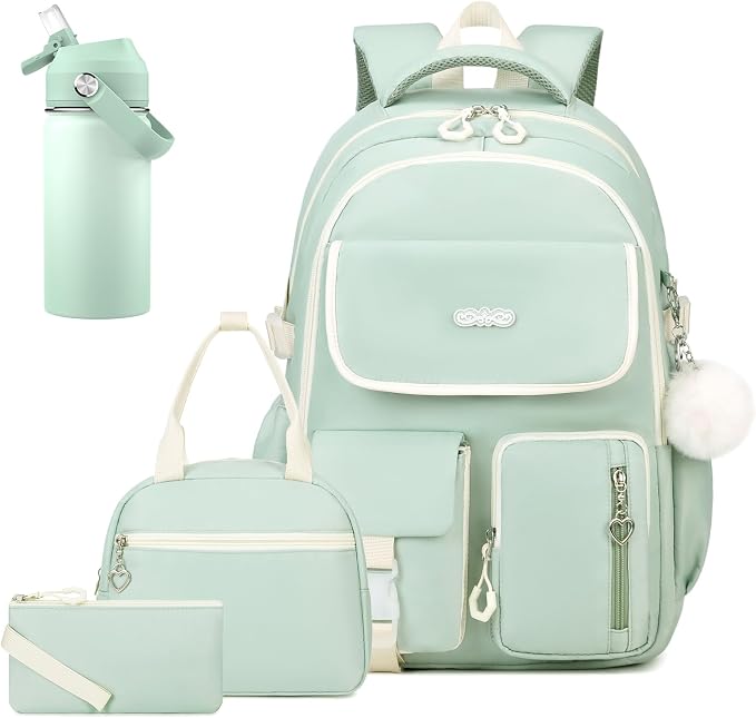 DIGOBAY Backpacks for Girls, 6PCS School Backpack with 14OZ Water Bottle Lunch Box Pencil Pouch for Teen Girls Kids Elementary Primary Middle High College Travel School bag Bookbag Set by DIGOBAY