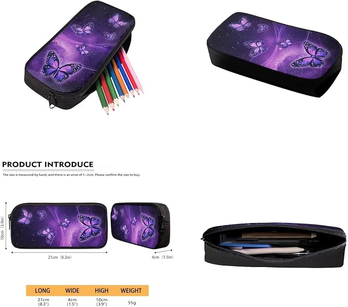 Galaxy Butterfly Backpack for Kids Girls Backpack with Lunch Box Water Bottle Carrier with Strap and Big Pencil Case 4PCS Set Bookbag with Front Pocket for School 17" Lightweight School Bag - Image 5