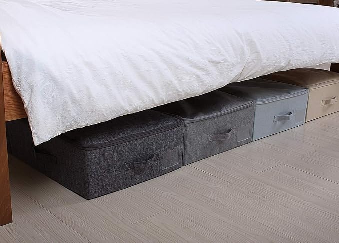 iwill CREATE PRO Pack of 2, Rigid Underbed Storage Boxes with Zip Lid for Clothes, Bedding Sheets, Blankets Organiser, Black Gray - Image 5
