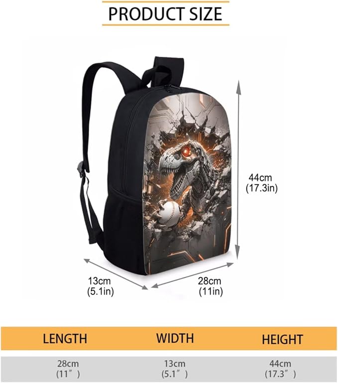 Forchrinse Kids Backpacks for Boys Ages 9-11 Dinosaur School Backpack with Lunch Box Pencil Case 3 Pcs Baseball Bookbag for Kindergarten Elementary Daypack - Image 3