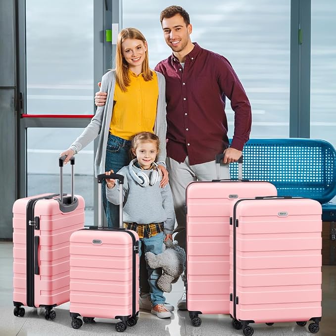AnyZip Luggage Sets 4 Piece Hardshell Suitcase Set PC ABS Lightweight Travel Suitcases with 4 Double Spinner Wheels TSA Lock 20 24 28 32 Inch Pink - Image 2