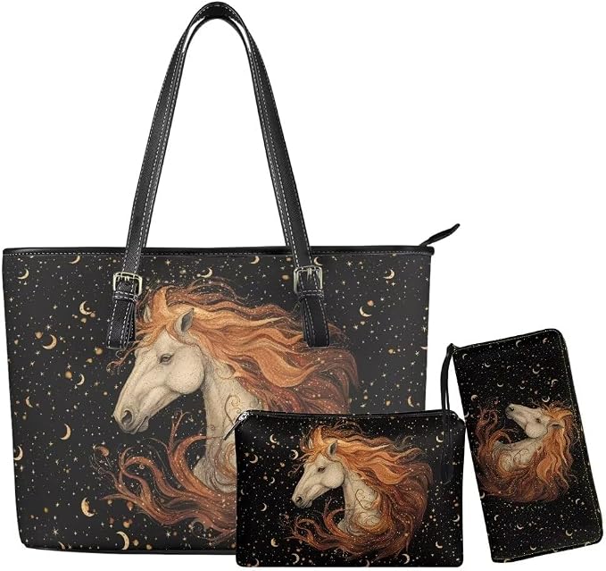 Women Purse Handbags Wallet Sets Leather Shoulder Tote Bag for Women,Top Handle Purse with Wrist Wallet Bag by Unknown