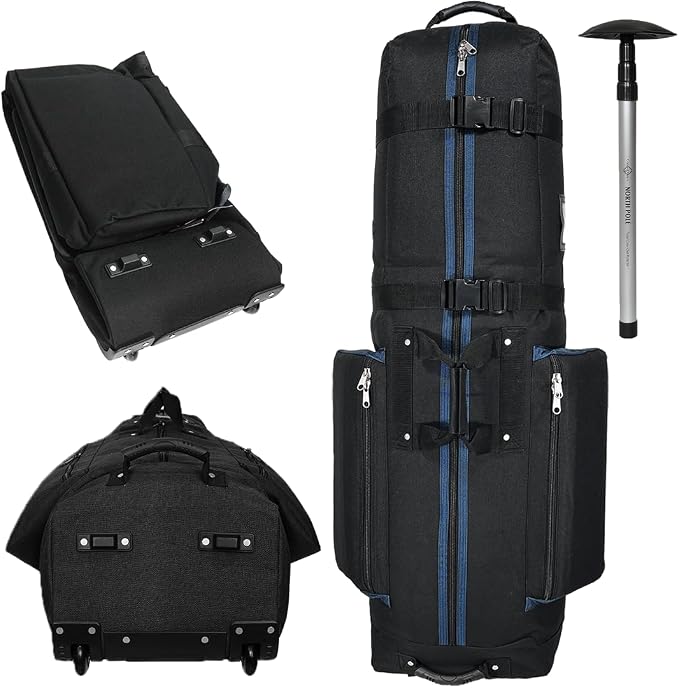 CaddyDaddy Constrictor Soft-Sided Golf Travel Bag Cover with Thick Dense Foam Padded Top 1 Year Full Travel Bag Replacement Coverage | Wheels & Lockable Zippers Case for Transporting Clubs on Airlines by CaddyDaddy
