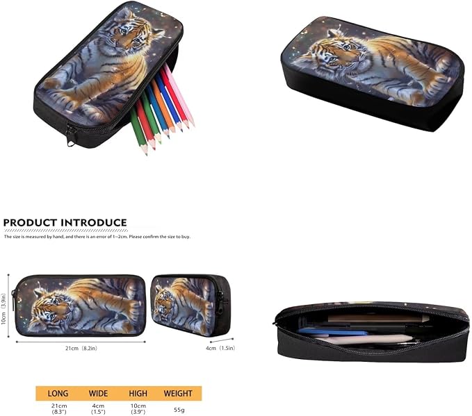Tiger Backpack for Kids Girls Backpack with Lunch Box Water Bottle Holder and Soft Pencil Pouch 4PCS Set Bookbag with Front Pocket 17 inch Large School Bag for Boys Back to School Supplies Set - Image 5