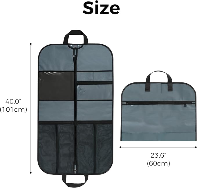 pack all 40" Gusseted Travel Garment Bag, Heavy Duty Hanging Suit Bag, Dress Bag for Closet Storage, Foldable Suit Cover Protector for Clothes Shirts Dresses Coats(Grey) - Image 6