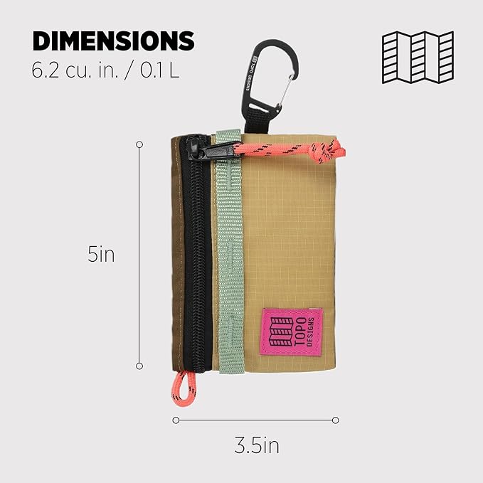Topo Designs Accessory Bags, Travel Organizer Accessories for Smaller Items, Durable Storage Pouch, 3 Sizes, Fully Lined Pack Cloth (Mountain, Desert Palm/Sahara) - Image 3