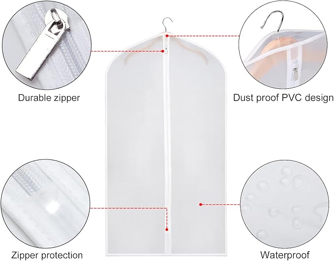Zilink Garment Bags Suit Bag for Storage 43 inch Dust Proof Suit Protector Cover with Full Zipper for Coat Dress Closet Storage, Set of 6 - Image 4