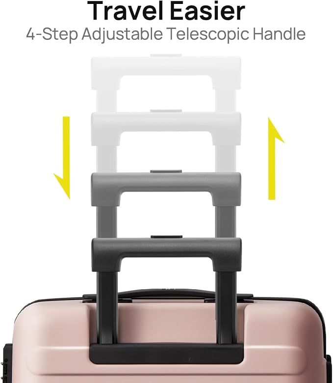 NINETYGO Carry On Luggage 22x14x9 Airline Approved, 20 Inch Luggage with Smooth Spinner Wheels, Lightweight, Hard Shell PC Suitcase Carry-On, Travel Luggage, TSA Approved (Pink, Rhine Basic) - Image 7