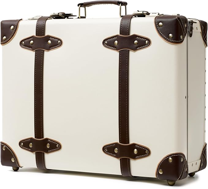 urecity Vintage and Cute Carry-on Overnight Case Non-wheeled Mini Leather Trunk Suitcase with Shoulder Strap by urecity