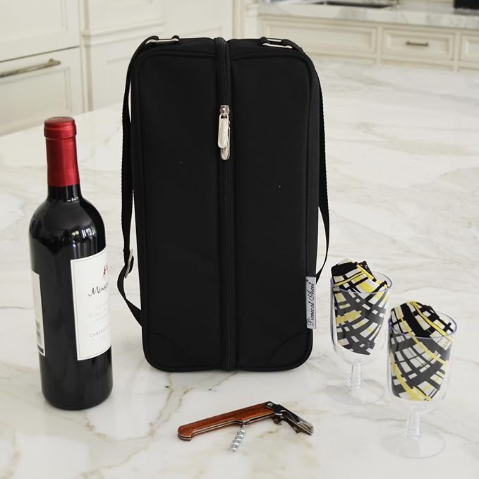 Picnic at Ascot - Deluxe Insulated Wine Tote with 2 Wine Glasses, Napkins and Corkscrew - Image 3