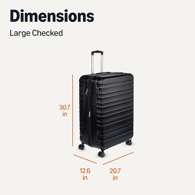 Amazon Basics 30" Hardside Large Checked Luggage, Hardshell Suitcase With Four Multi-directional Wheels, Expandable For Up to 15% More Space, Scratch-Resistant Shell, Black - Image 6