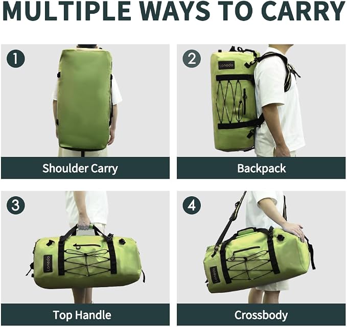 80L Dry Bag Large Waterproof Bag Roll-Top Heavy Duty Fishing Duffel Bag with Durable Straps & Handles for Kayaking Paddle boarding Boating Rafting Fishing - Image 5