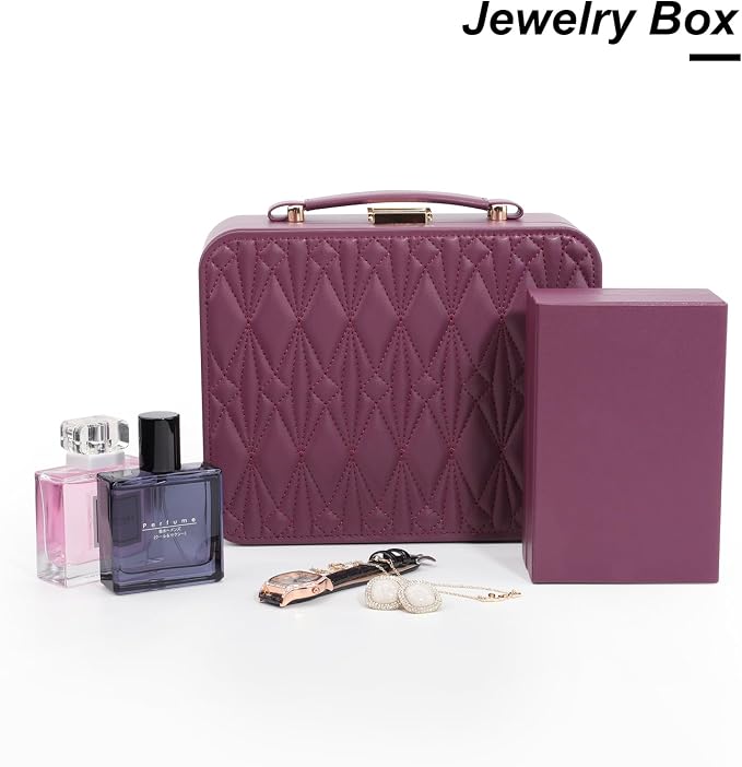 Travel Jewelry Case Organizer, Large Travel Jewelry Organizer, Travel Jewelry Box and Portable Travel Jewelry Case, Burgundy Red - Image 3