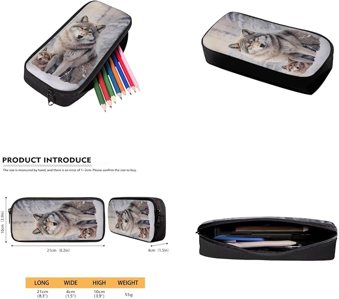 Wolf Backpack for Girls Boys Backpack with Lunch Box Water Bottle Holder and Soft Pencil Case 4PCS Bookbag with Front Pocket for School 17 inch Sturdy School Bag with Side Pocket for Kids - Image 5