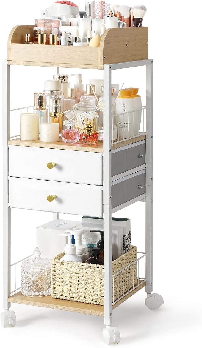 Makeup Organizer, Floor Skincare Organizers, Make Up Organizers and Storage with Drawers, Vanity Organizer Cosmetics Display Cases Holder for Skin Care Nail Polish Perfume Makeup brush Hair Tool by SOLIMINTR