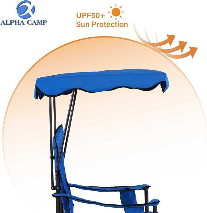 ALPHA CAMP Oversized Camping Chair with Shade Canopy, Folding Lawn Chairs - Image 5