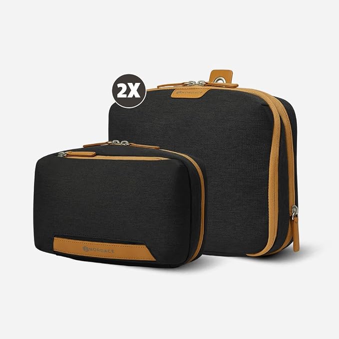 Nordace Travel Packing Organizers Set for Men and Women - 2x Packing Cubes & 1x Wash Pouch - Durable & Water Resistant (Black-Brown) - Image 2